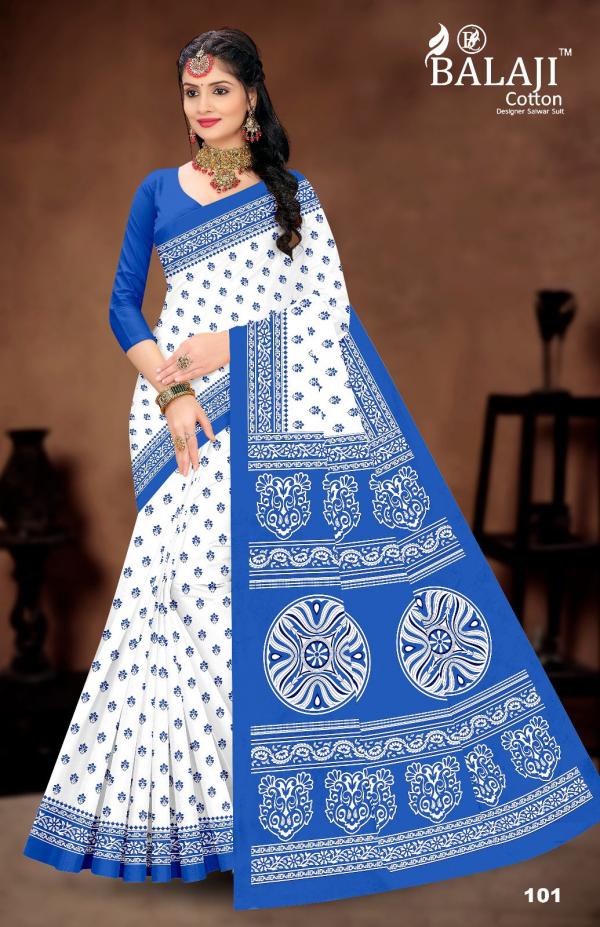 Balaji White Butti – Cotton Saree